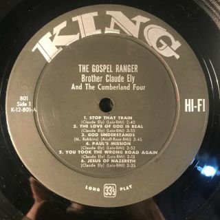 The Gospel Ranger By Brother Claude Ely (king 801) Lp Vg No Cover