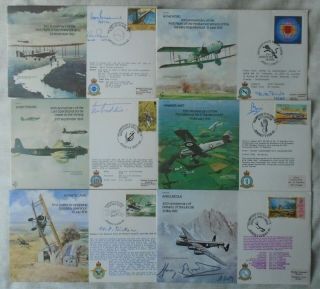 Gb Raf - 6 Signed & Flown Covers - Raf High Ranks,  All Limited Editions 1980s