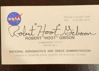 Astronaut Robert Hoot Gibson Autographed Business Card Nasa Space Shuttle Cdr