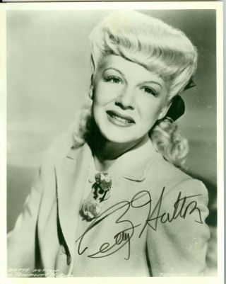 Betty Hutton (1921 - 2007) Autographed Hand Signed 8 X 10 Black And White Photo