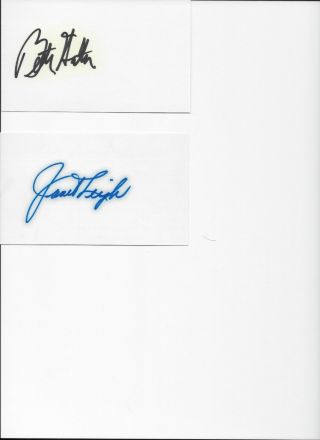 Betty Hutton And Janet Leigh Personally Autographed 3 X 5 Cards