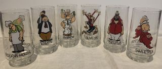 Set Of 6 Popeye Coca Cola Glasses 1975 Kollect - A - Set Series Tumblers