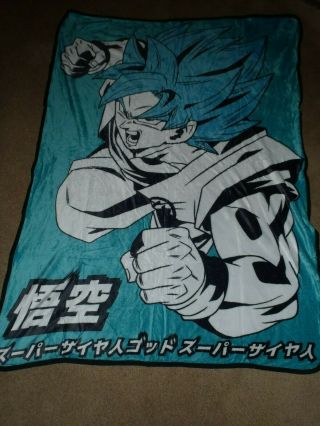 Dragon Ball Z Turquoise Fleece Throw Blanket Official Tags 45 X 60