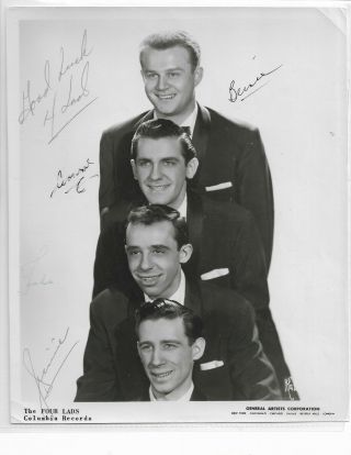 The Four Lads.  Vintage Hand Signed 8x10 Glossy By All Four Originals