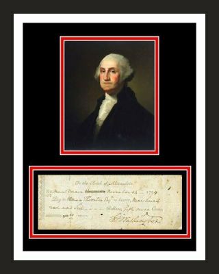 George Washington Signed Bank Check Photo Print Display Ready 2 Frame Pres