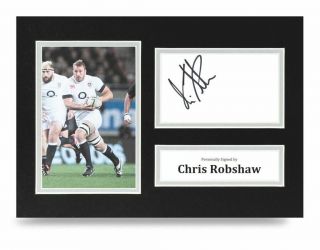Chris Robshaw Signed A4 Photo Display England Rugby Autograph Memorabilia