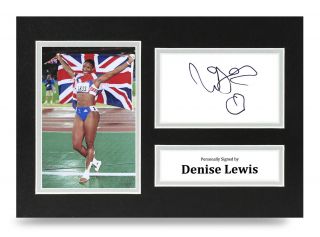 Denise Lewis Signed A4 Photo Display Olympics Autograph Memorabilia,