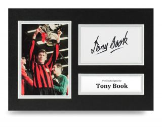 Tony Book Signed A4 Photo Display Man City Autograph Memorabilia