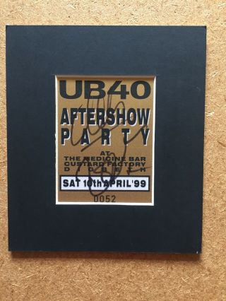 Ub40 After Show Party Ticket Mounted Signed By Ali & Robin Campbell
