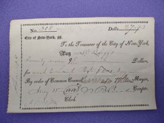 Rare 1818 York City Check Signed Autograph Cadwallader D.  Colden War 1812