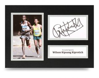 Wilson Kipsang Kiprotich Signed A4 Photo Display Olympics Autograph Memorabilia