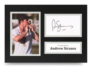 Andrew Strauss Signed A4 Photo Display Cricket Ashes Autograph Memorabilia,