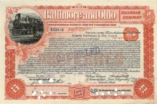 Baltimore & Ohio Railroad Company - Stock Certificate