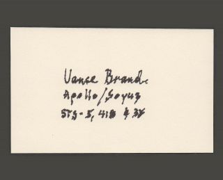 Vance Brand Apollo Soyuz Shuttle Signed White Card Nasa Astronaut Autograph