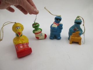 Set Of 4: Vintage Sesame Street Muppets Ceramic Christmas Tree Ornaments