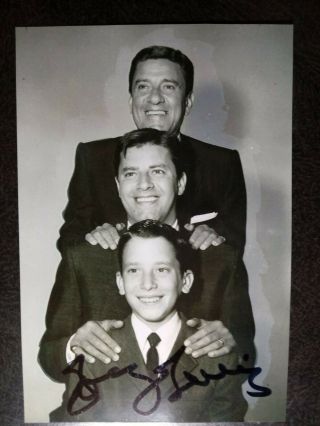 Gary Lewis & The Playboys Hand Signed Autograph 4x6 Photo With Dad Jerry Lewis
