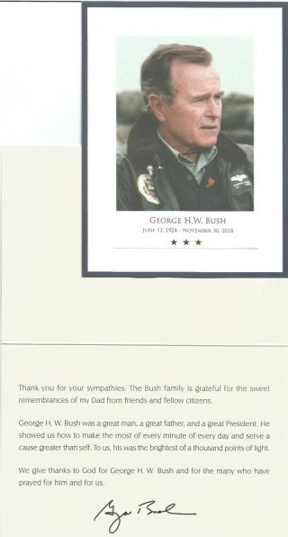 4x6 Thank You Card,  With Pre - Printed Signature - - George W.  Bush