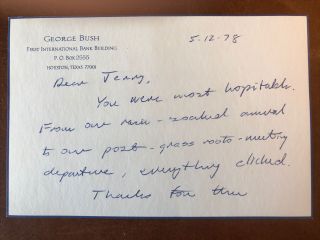 1978 Handwritten Note To My Father From George H.  W.  Bush