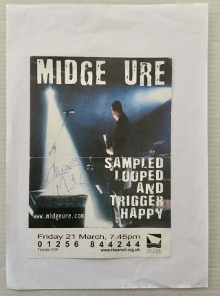 Midge Ure.  Handsigned Signature On Flyer Attached To 12 X 8 Page.