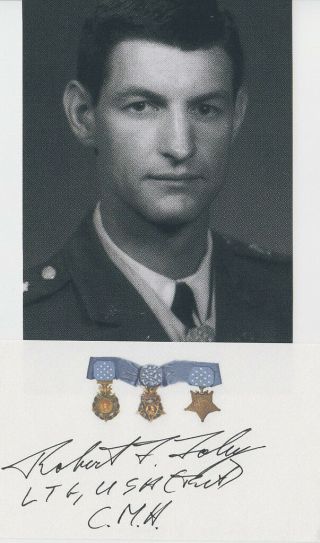 Lt General Robert Foley Vietnam Medal Of Honor Signed 3x5 Card