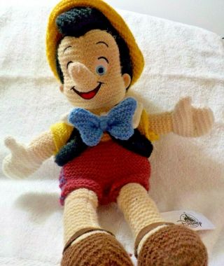 Vintage Disney Parks Pinocchio Crochet Plush Doll Approx.  14 In.