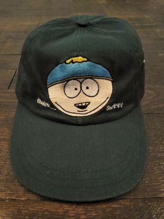Vintage 1998 South Park Comedy Central Cartman Dude Sweet Green Strapback Hat