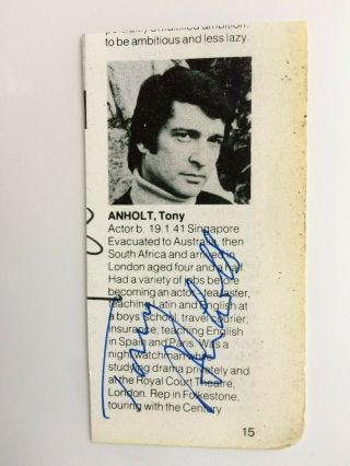 Small Hand Signed Autograph - Tony Anholt - Space 1999 - Howard 