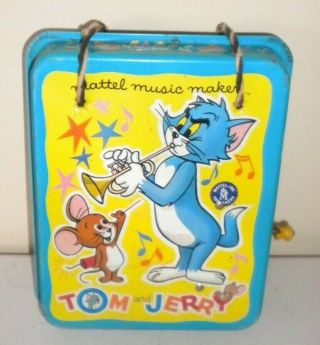 1965 Vintage Mattel Tom And Jerry Music Maker Tin Litho Toy