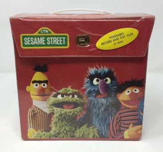 Vintage Sesame Street 45 Vinyl 7” Cardboard Record Case Box Vintage Elmo Tote