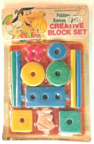 Vintage Flintstones Pebbles And Bamm - Bamm Creative Block Set 1975 In Package