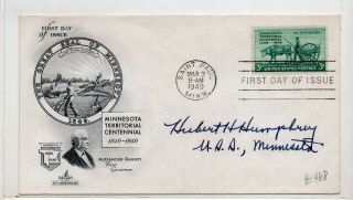 Us Hubert H.  Humphrey Senator President Autographed Signed Fdc 1949 Id 3301