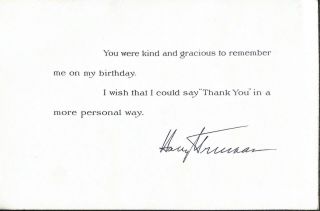 Harry Truman,  Thank You For The Birthday Card,  Letter