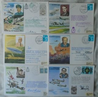 Gb Raf 6 Signed & Flown Covers - Flight Heroes - Inc Michel Donnet Limited Ed