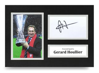 Gerard Houllier Signed A4 Photo Display Liverpool Autograph Memorabilia,