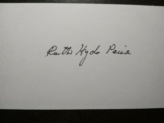 Ruth Hyde Paine Authentic Hand Signed 3x5 Index Card - Jfk Assassination