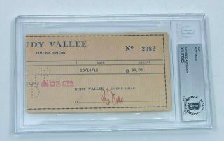 Rudy Vallee Signed 1945 Cut Check Autographed Beckett Bas Auto