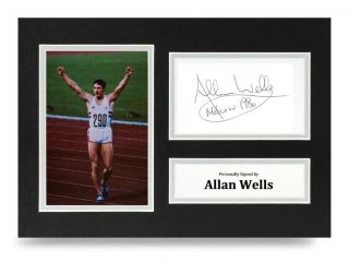 Allan Wells Signed A4 Photo Display Olympics 100m Autograph Memorabilia,