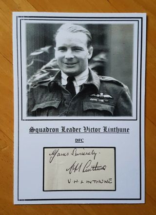 Wwii Raf 25 Sqn Mosquito Night Fighter Pilot S/l Victor Linthune Dfc Mid Signed