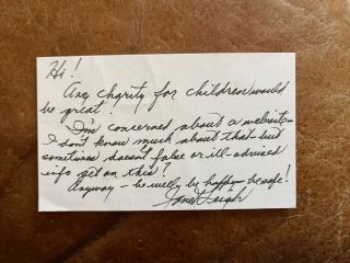 Janet Leigh Signed White Card Autograph Letter Interesting Content