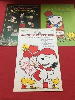 Vintage Peanuts Holiday Press Out Decorations Christmas Easter Valentines Day