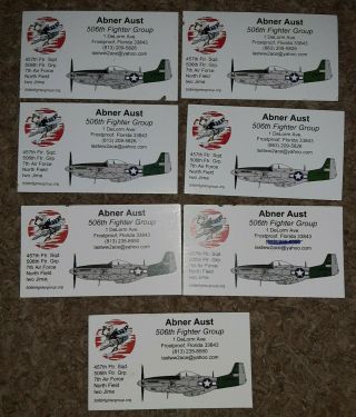Iwo Jima American Fighter Ace Of Abner Aust 7 Business Cards Signed On Back
