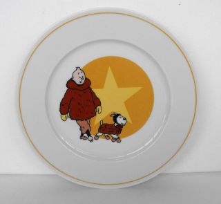 Rare Tintin And Snowy Porcelain Plate Dish Tibet France 1996