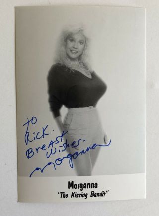 Morganna The Kissing Bandit Signed Black And White Photo Card