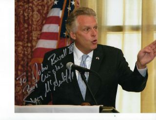 Virginia Governor Terry Mcauliffe Signed Color Photo 8 " X 10 "
