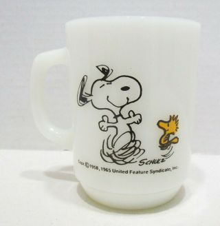 Snoopy Fire King Milk Glass Mug At Times Life Is Pure Joy 1970 
