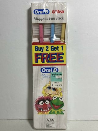 Vtg 1989 Oral - B Ultra Muppets Kermit Miss Piggy Animal Toothbrushes Jim Henson