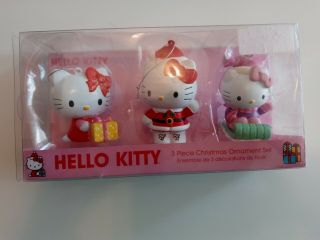 Hello Kitty Sanrio 2010 Kurt Adler Christmas Ornament 3 Piece Set.  Nib