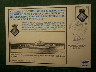 Autograph World War 2 Hms Stork Convoy Hand Signed Cover By Rear Admiral