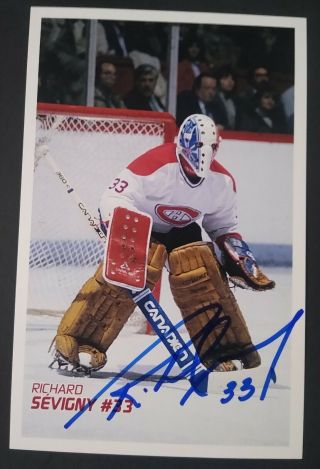 Richard Sevigny Signed 4x6 Molson Export Card Montreal Canadiens Autographed