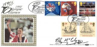 1992 Olympic Games First Day Cover Blcs74r Certified Signed Eilish Mccolgan